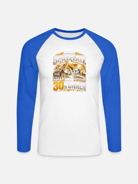 Mein Spielplatz hat 30 Tonnen – Baggerfahrer - Unisex Baseballshirt langarm - Weiß/Royalblau