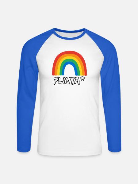 FLINTA REGENBOGEN PRIDE QUEER FEMINISMUS CSD - Unisex Baseballshirt langarm - Weiß/Royalblau
