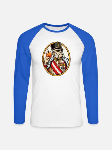 Kaiser Franz Joseph mit Sonnenbrille – K&K - Unisex Baseballshirt langarm - Weiß/Royalblau
