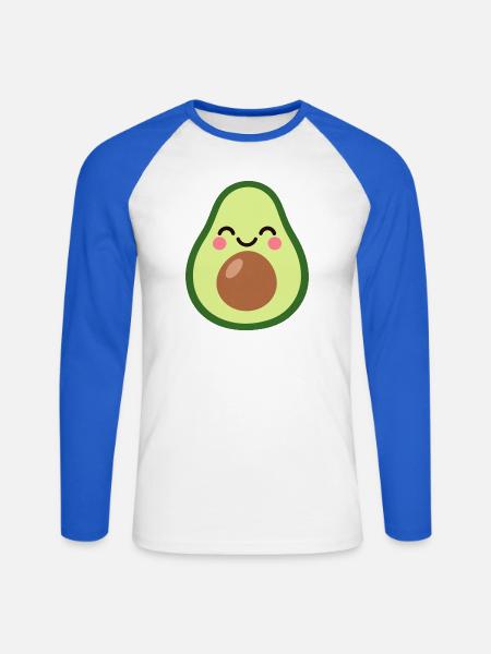 lachende Avocado - Unisex Baseballshirt langarm - Weiß/Royalblau