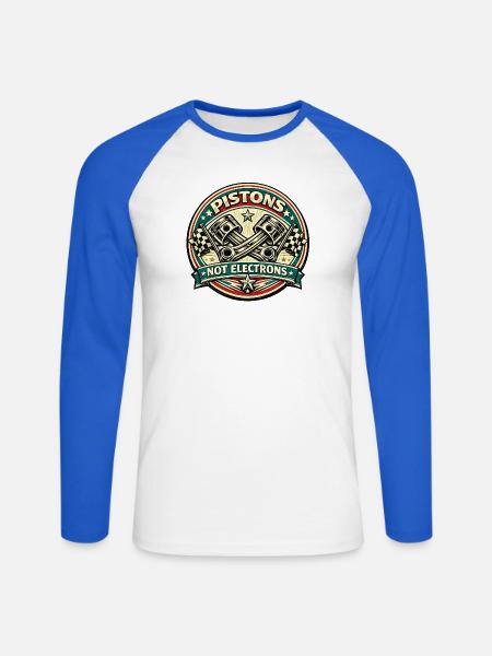 Kolben, keine Elektronen, Schachbrett. - Unisex Baseballshirt langarm - Weiß/Royalblau