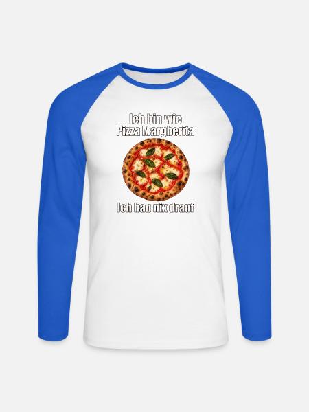 Pizza Margherita – Nix drauf - Unisex Baseballshirt langarm - Weiß/Royalblau