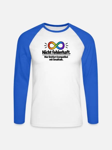 Nichtfehlerhaft Infinity Regenbogen - Unisex Baseballshirt langarm - Weiß/Royalblau