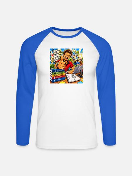 1000202899 - Unisex Baseballshirt langarm - Weiß/Royalblau