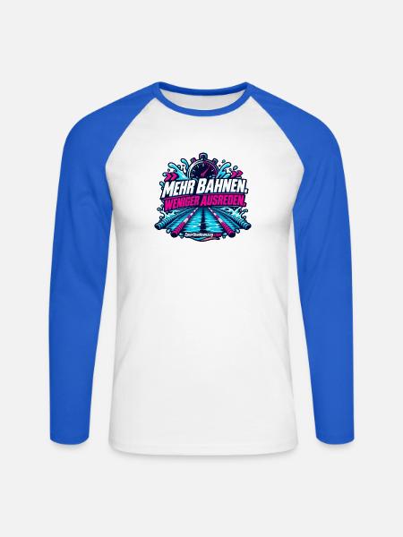 Mehr Bahnen, Weniger Ausreden - Unisex Baseballshirt langarm - Weiß/Royalblau