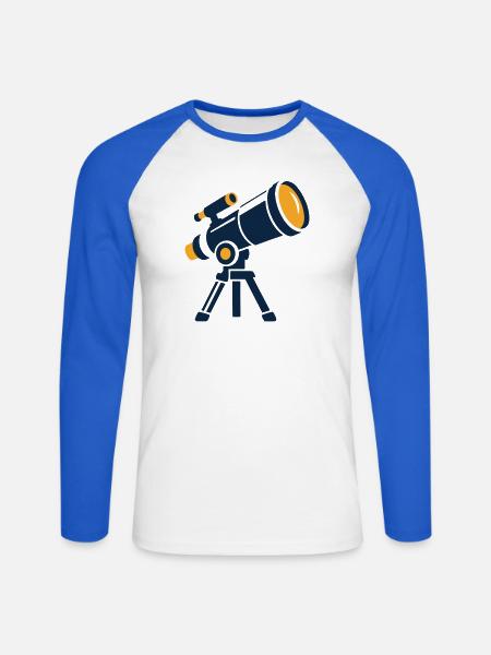 Sternwarte Teleskop Grafik - Unisex Baseballshirt langarm - Weiß/Royalblau