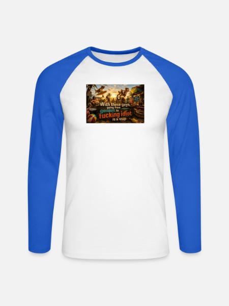 Genie zu Idiot: Beach Line - Unisex Baseballshirt langarm - Weiß/Royalblau