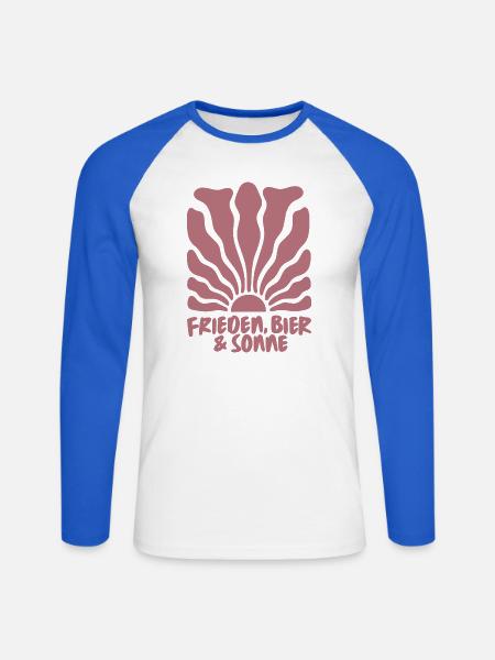 Frieden, Bier und Sonne - Unisex Baseballshirt langarm - Weiß/Royalblau