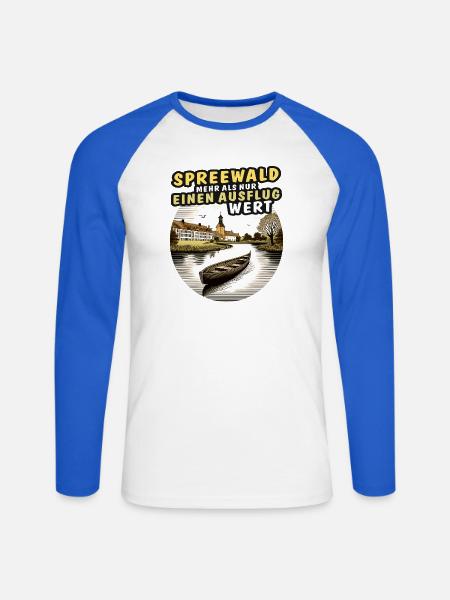 SPREEWALD AUSFLUG - Unisex Baseballshirt langarm - Weiß/Royalblau