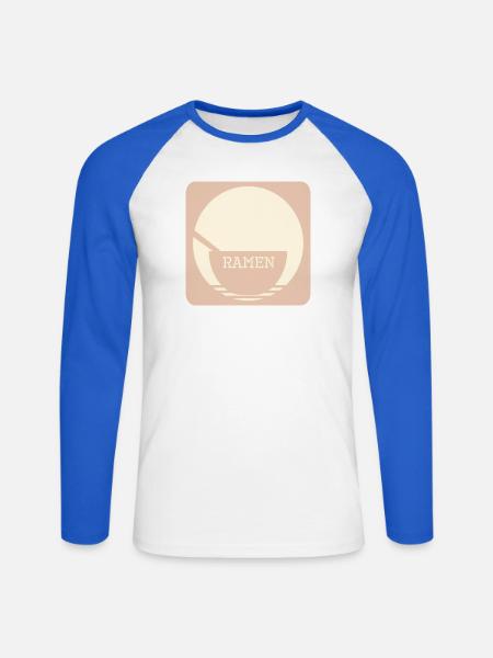 Ramen Suppe - Unisex Baseballshirt langarm - Weiß/Royalblau