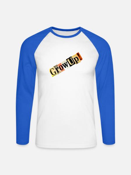 Grow Up Collage-Typografie - Unisex Baseballshirt langarm - Weiß/Royalblau