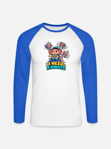 Ich brauche eine Minute - Unisex Baseballshirt langarm - Weiß/Royalblau