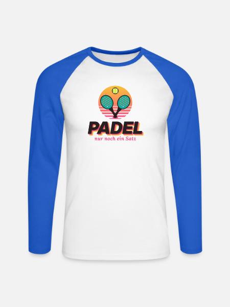 Padel Sunset Retro - Unisex Baseballshirt langarm - Weiß/Royalblau