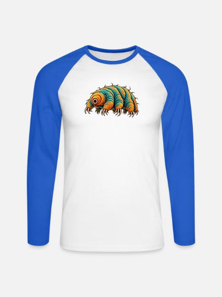 Bärtierchen – Bunte Mikroskopische Tierkunst - Unisex Baseballshirt langarm - Weiß/Royalblau
