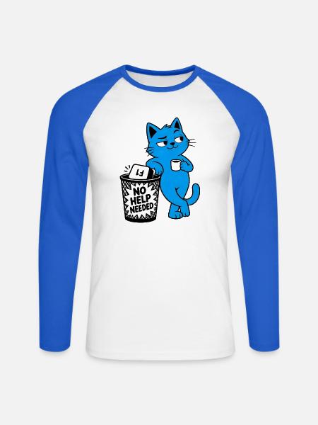 Chat-Geek-Rebell – Keine Hilfe gebraucht - Unisex Baseballshirt langarm - Weiß/Royalblau