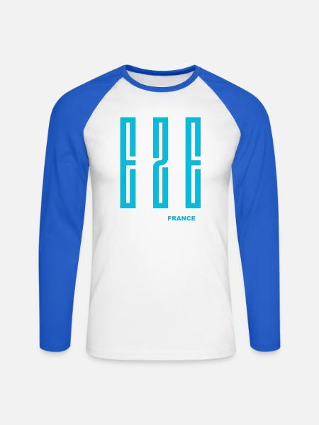 EZE Frankreich - Unisex Baseballshirt langarm - Weiß/Royalblau