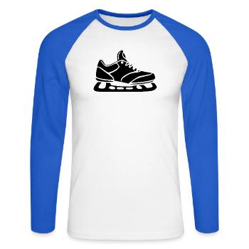  Schlittschuh Winter Sport Geschenk Weihnachten - Unisex Baseballshirt langarm - Weiß/Royalblau - Vorne - Nik (191cm)