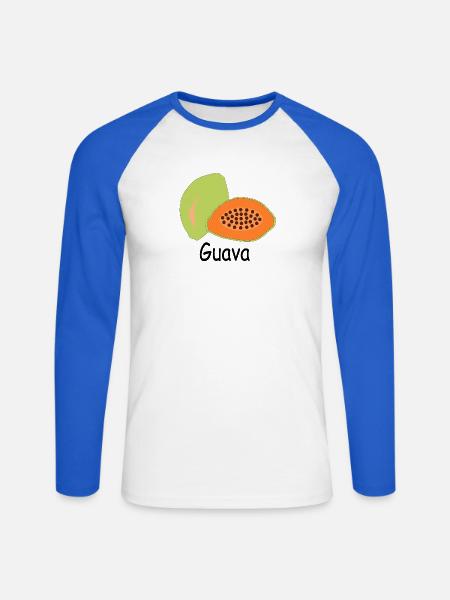 Papaya Tropenfrucht Motiv - Unisex Baseballshirt langarm - Weiß/Royalblau