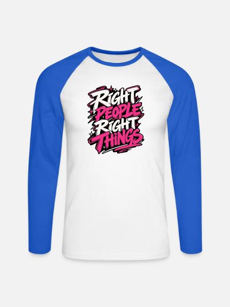 Richtige Leute, Richtige Dinge - Unisex Baseballshirt langarm - Weiß/Royalblau