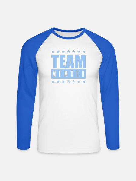 Team Member Abzeichen in Hellblau - Unisex Baseballshirt langarm - Weiß/Royalblau