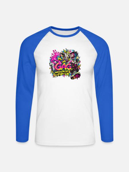 Street Art & Graffiti × Wortspiele - Unisex Baseballshirt langarm - Weiß/Royalblau