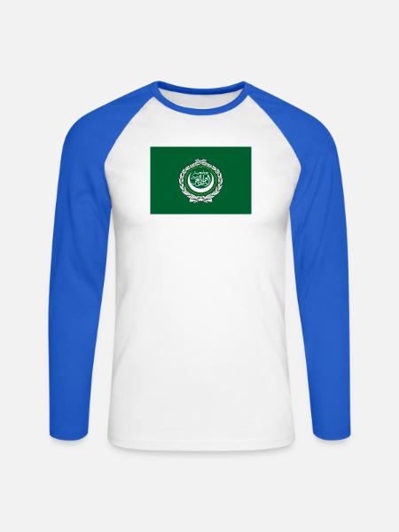 Arabische Liga – Flagge - Unisex Baseballshirt langarm - Weiß/Royalblau