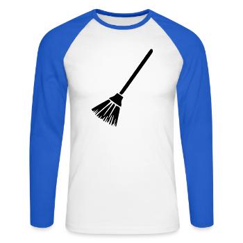 Besen Putzen Hausmeister Lustiges Beruf Geschenk - Unisex Baseballshirt langarm - Weiß/Royalblau - Vorne - Nik (191cm)