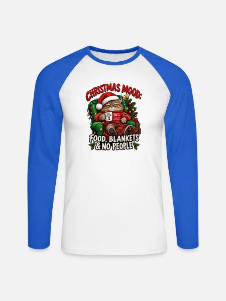 Weihnachtskatzen-Stimmung - Unisex Baseballshirt langarm - Weiß/Royalblau