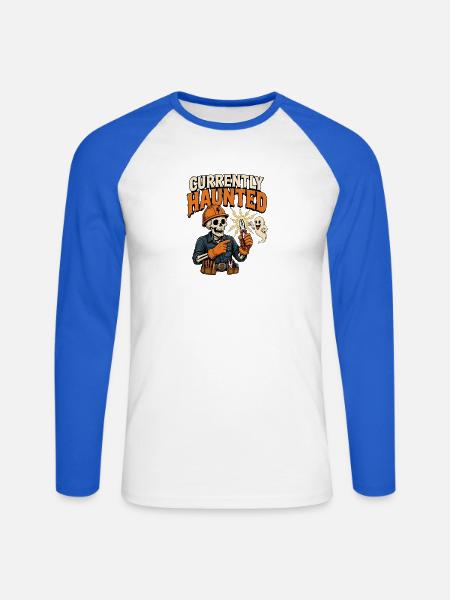 Derzeit verflucht – lustiger Halloween-Elektriker - Unisex Baseballshirt langarm - Weiß/Royalblau