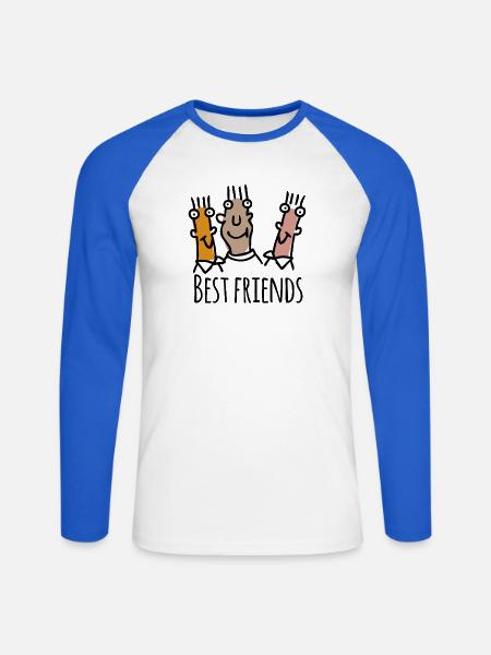 Drei Fingerfreunde Trio - Unisex Baseballshirt langarm - Weiß/Royalblau