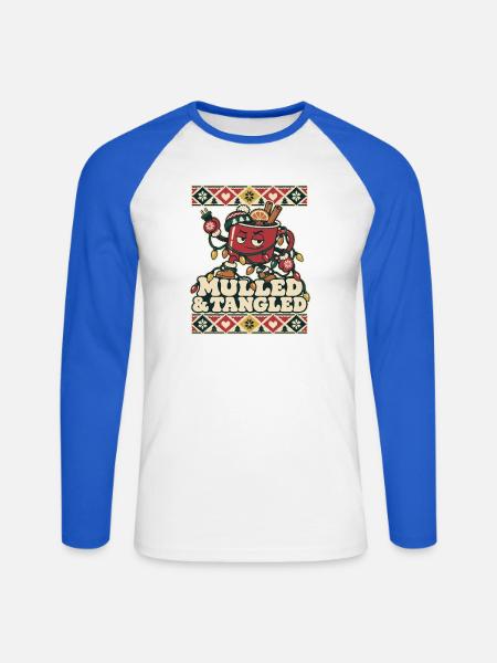 Glühwein Weihnachten – Mulled & Tangled - Unisex Baseballshirt langarm - Weiß/Royalblau