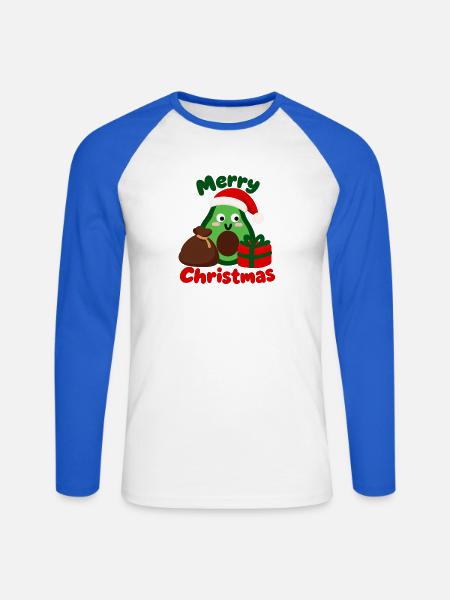 Avocado oder Weihnachtsmann oder Nikolaus - Unisex Baseballshirt langarm - Weiß/Royalblau