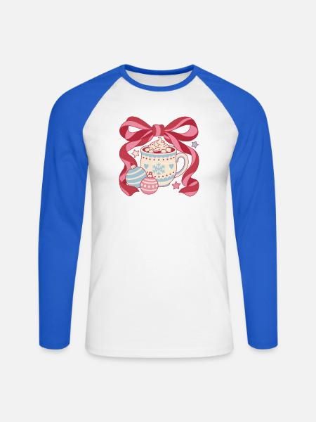 Christmas Cocoa Bow - Unisex Baseballshirt langarm - Weiß/Royalblau