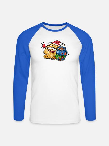 Waffel und Kakao - Unisex Baseballshirt langarm - Weiß/Royalblau
