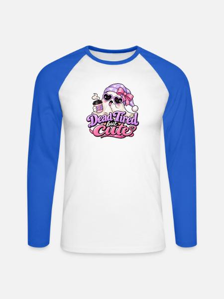 Dead Tired but Cute Halloween - Unisex Baseballshirt langarm - Weiß/Royalblau