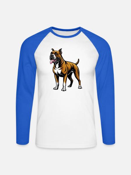Boxer Dog Stand - Unisex Baseballshirt langarm - Weiß/Royalblau