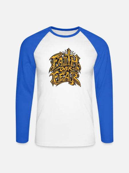 Glauben über Angst Graffiti - Unisex Baseballshirt langarm - Weiß/Royalblau