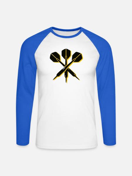 Gekreuzte Dartpfeile Logo - Unisex Baseballshirt langarm - Weiß/Royalblau