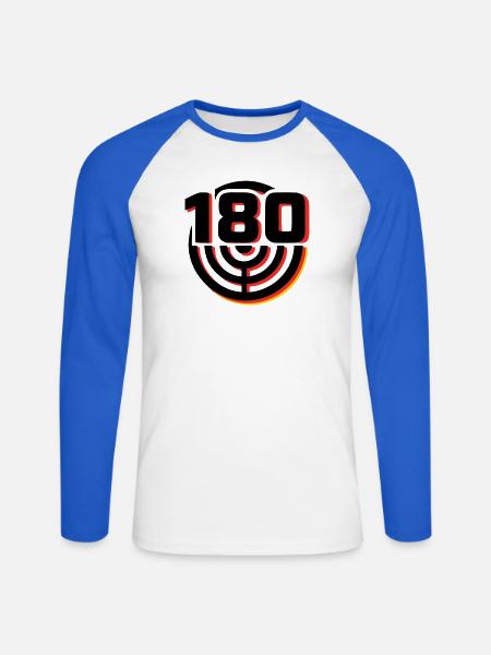 Darts 180 Zielscheibe Logo - Unisex Baseballshirt langarm - Weiß/Royalblau