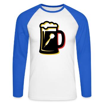 Bierkrug Dartpfeil Wappen - Unisex Baseballshirt langarm - Weiß/Royalblau - Vorne - Nik (191cm)