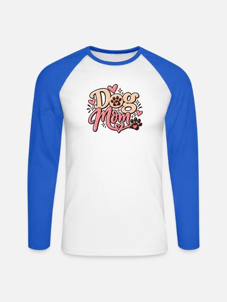 Pfotenabdruck Hunde-Mama-Herzkunst - Unisex Baseballshirt langarm - Weiß/Royalblau