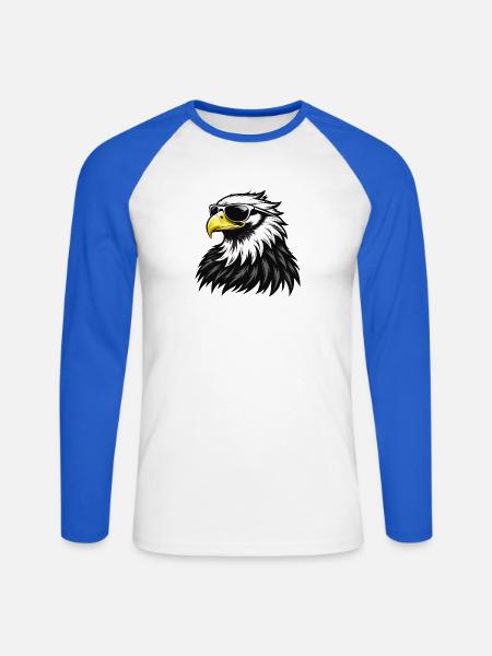 Weißkopfseeadler mit Sonnenbrille - Unisex Baseballshirt langarm - Weiß/Royalblau