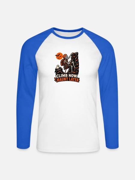Climb Now Haunt Later - Unisex Baseballshirt langarm - Weiß/Royalblau
