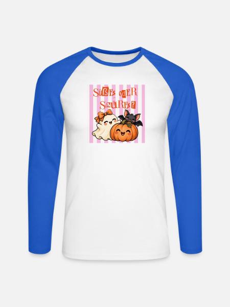 Süßes oder Saures – Halloween Retro - Unisex Baseballshirt langarm - Weiß/Royalblau