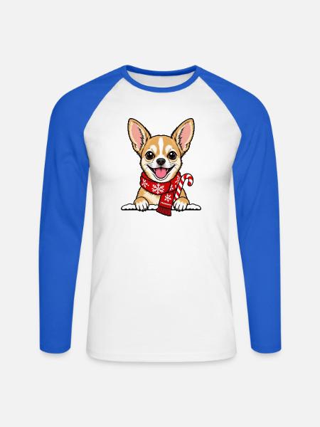 Weihnachten Chihuahua - Unisex Baseballshirt langarm - Weiß/Royalblau