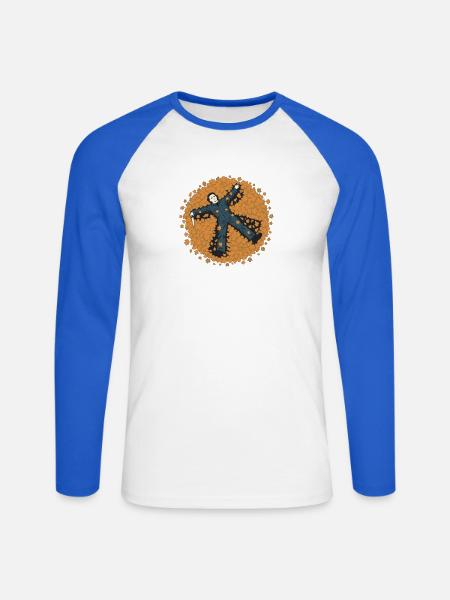 Maskierter Herbstengel - Unisex Baseballshirt langarm - Weiß/Royalblau