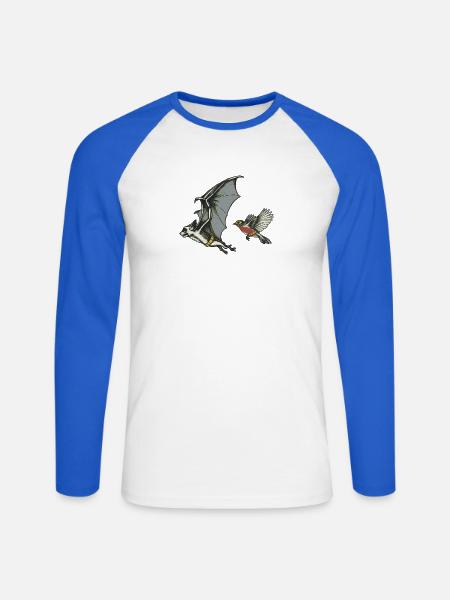 Retro Fledermaus und Vogel Duo - Unisex Baseballshirt langarm - Weiß/Royalblau