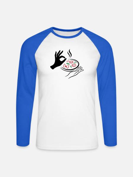 Pizza Lover – Italienische Pizza Geste - Unisex Baseballshirt langarm - Weiß/Royalblau