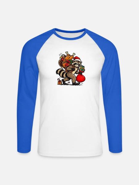 Schelmischer Waschbären-Festraub - Unisex Baseballshirt langarm - Weiß/Royalblau