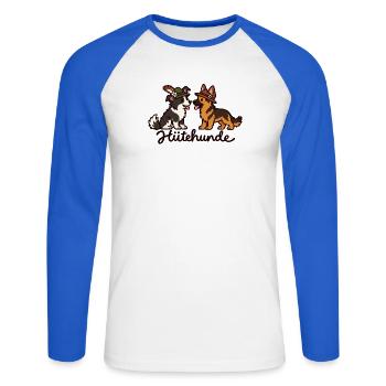 Hütehunde – Border Collie & Schäferhund - Unisex Baseballshirt langarm - Weiß/Royalblau - Vorne - Nik (191cm)